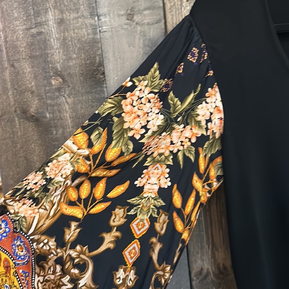 NWT Anthropologie Blank London Black w/Floral Arms Long Sleeve Top - Picture 3 of 9